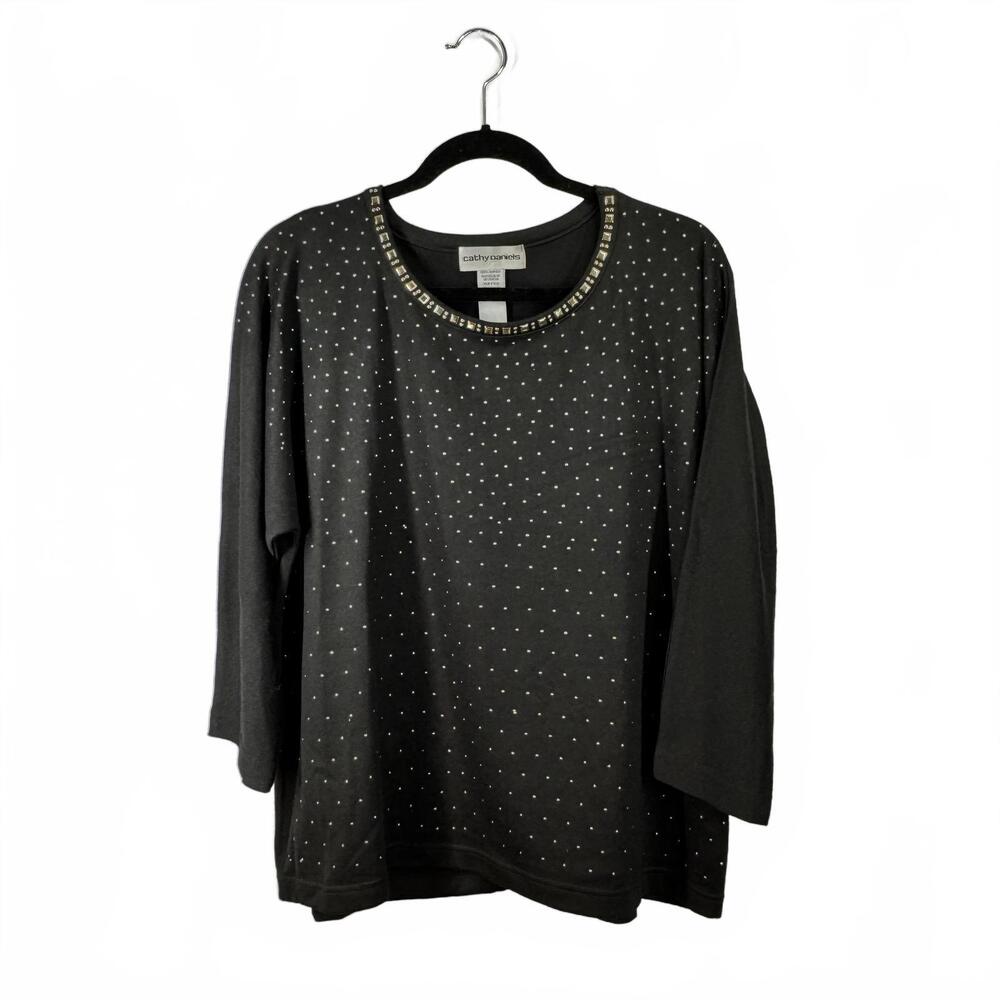 Cathy Daniels Black Studded Sweater,‎ Size XL
